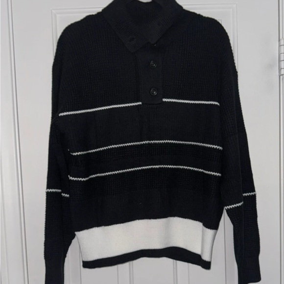 Black and White Striped Women's Sweater - Picture 2 of 2